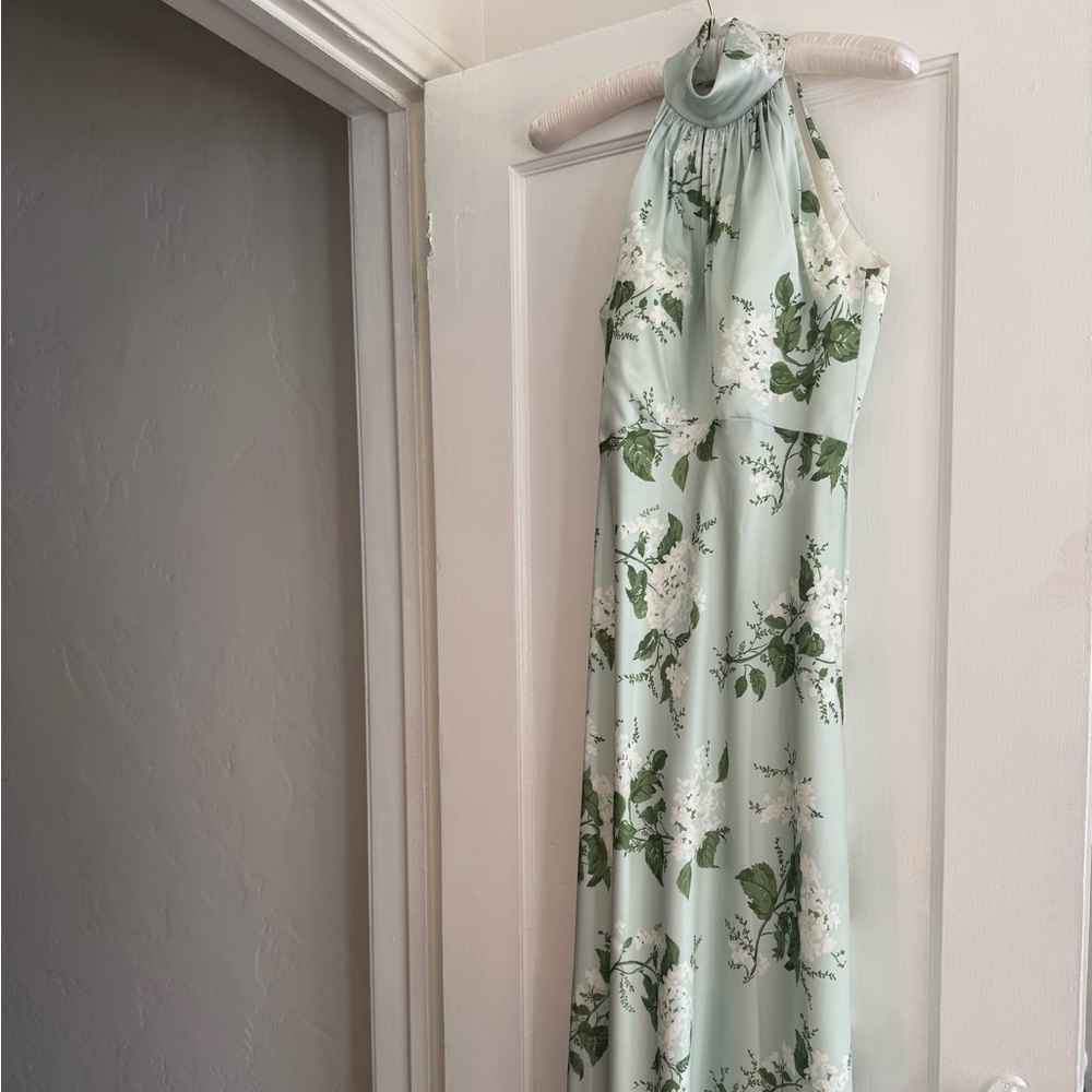 Mint Green Floral Halter Wedding Dress